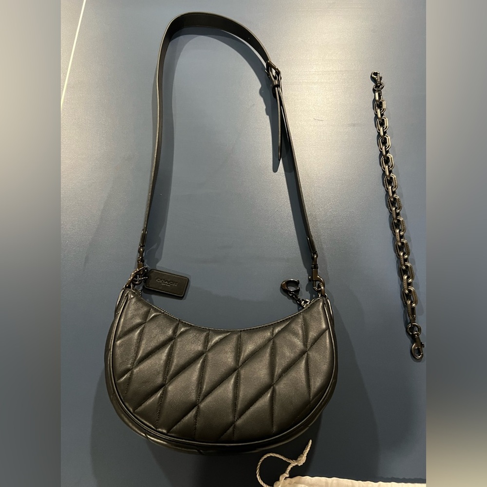 Coach Mira Quilted Leather Shoulder Crossbody Bag In Black - Picture 7 of 11